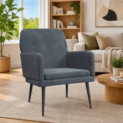 Dark Grey Velvet Upholstered Armchair for Cozy Spaces