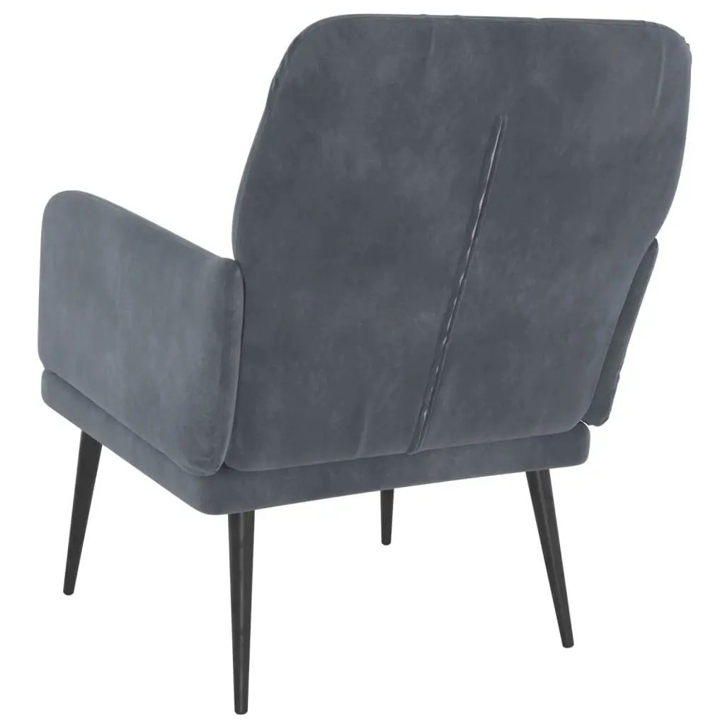 Armchair Dark Grey Velvet Upholstered Lounge Chair Relaxation Seating