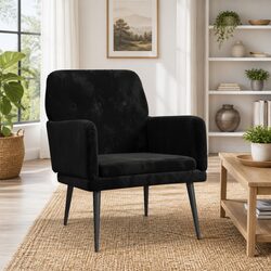 Cozy Black Velvet Armchair for Relaxing Living Spaces