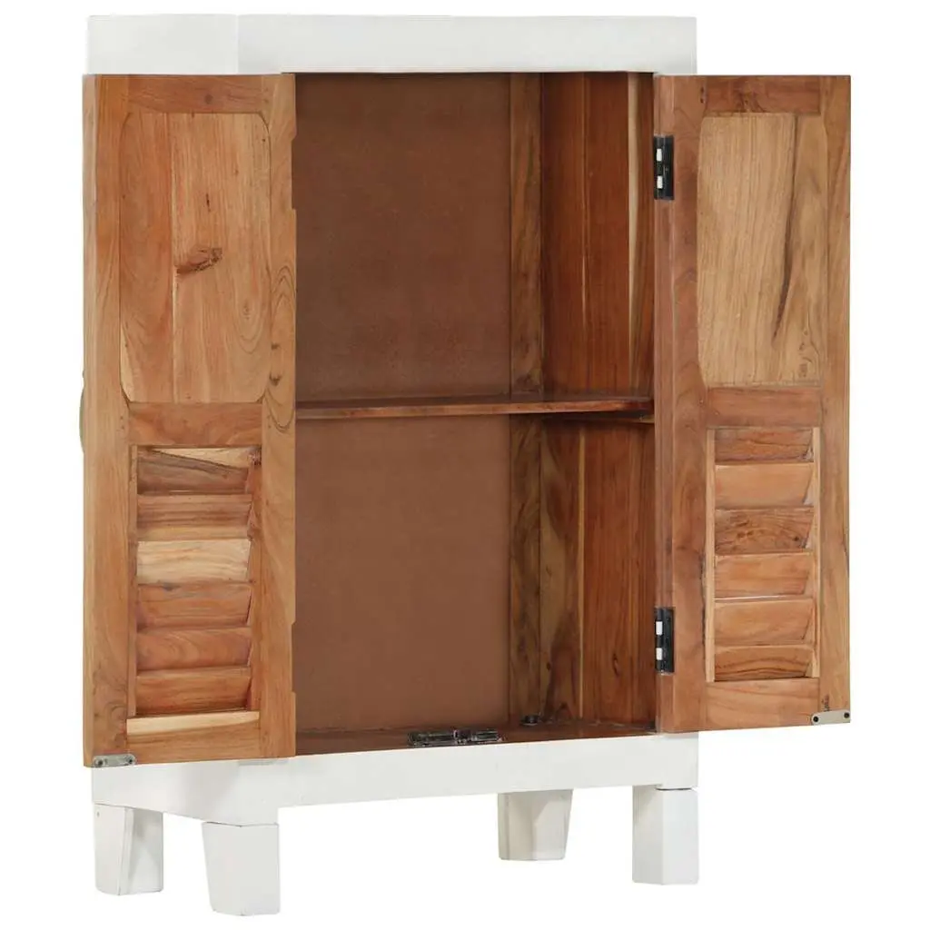 Acacia Wood Sideboard White Storage Cabinet 90cm High 55cm Wide 30cm Deep
