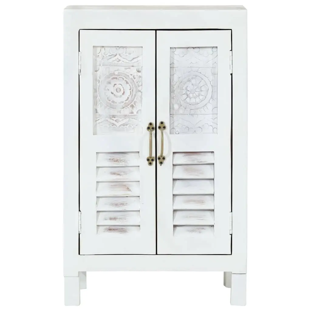 Acacia Wood Sideboard White Storage Cabinet 90cm High 55cm Wide 30cm Deep