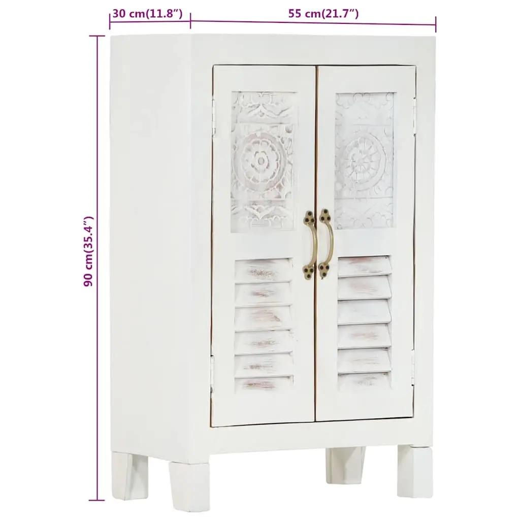 Acacia Wood Sideboard White Storage Cabinet 90cm High 55cm Wide 30cm Deep