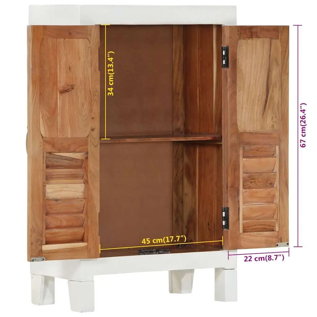 Acacia Wood Sideboard White Storage Cabinet 90cm High 55cm Wide 30cm Deep