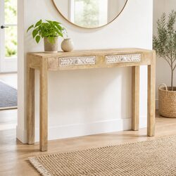 Solid Mango Wood Console Table 110x30x75 cm