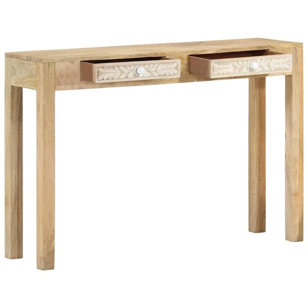 Console Table Solid Mango Wood 110x30x75 cm Entryway with 2 Storage Drawers