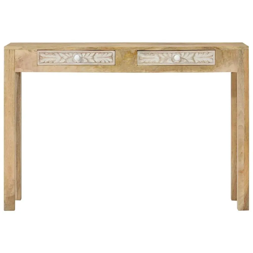 Console Table Solid Mango Wood 110x30x75 cm Entryway with 2 Storage Drawers