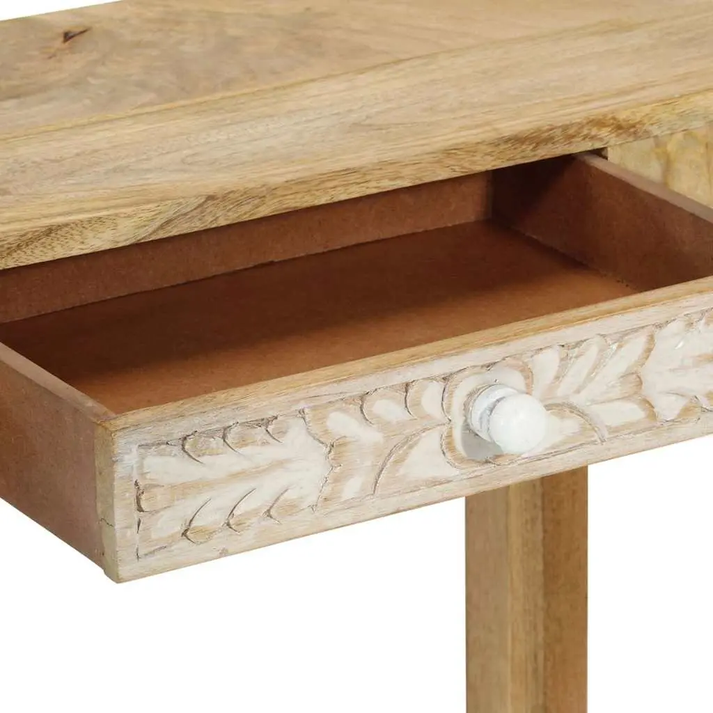 Console Table Solid Mango Wood 110x30x75 cm Entryway with 2 Storage Drawers