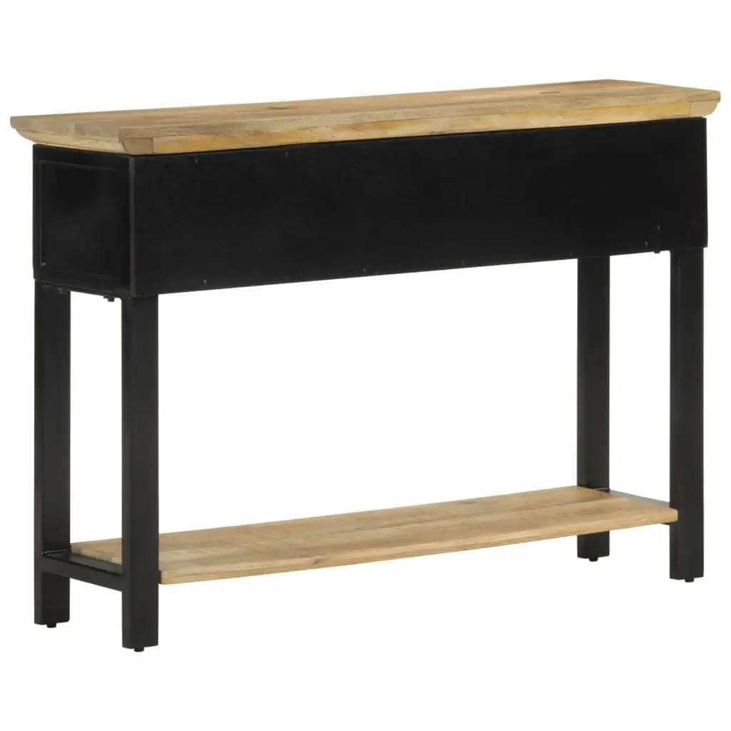 Solid Mango Wood Console Table with 2 Drawers and Shelf