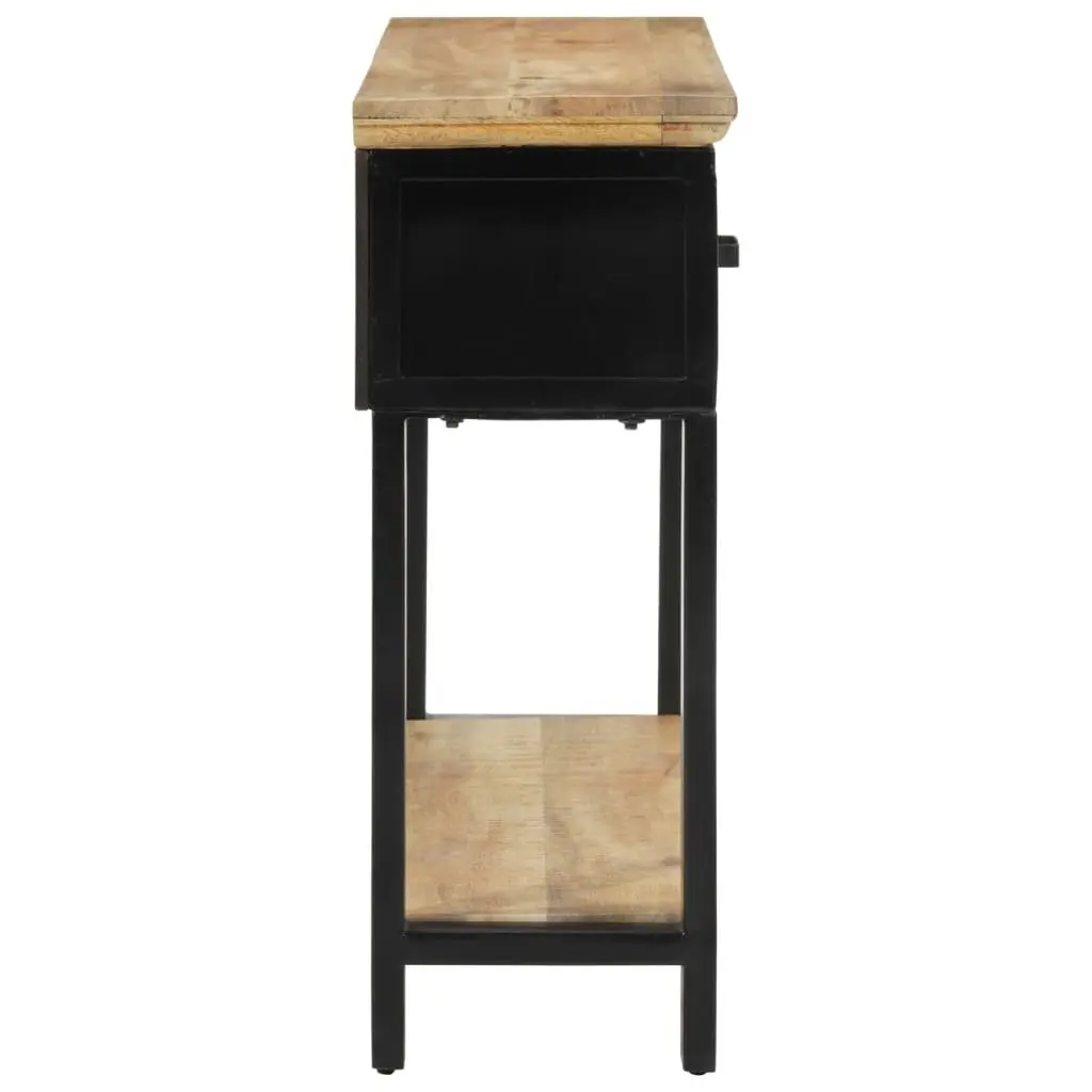 Solid Mango Wood Console Table with 2 Drawers and Shelf