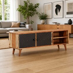 Acacia Brown TV Cabinet 112x30x40 cm for Cozy Spaces