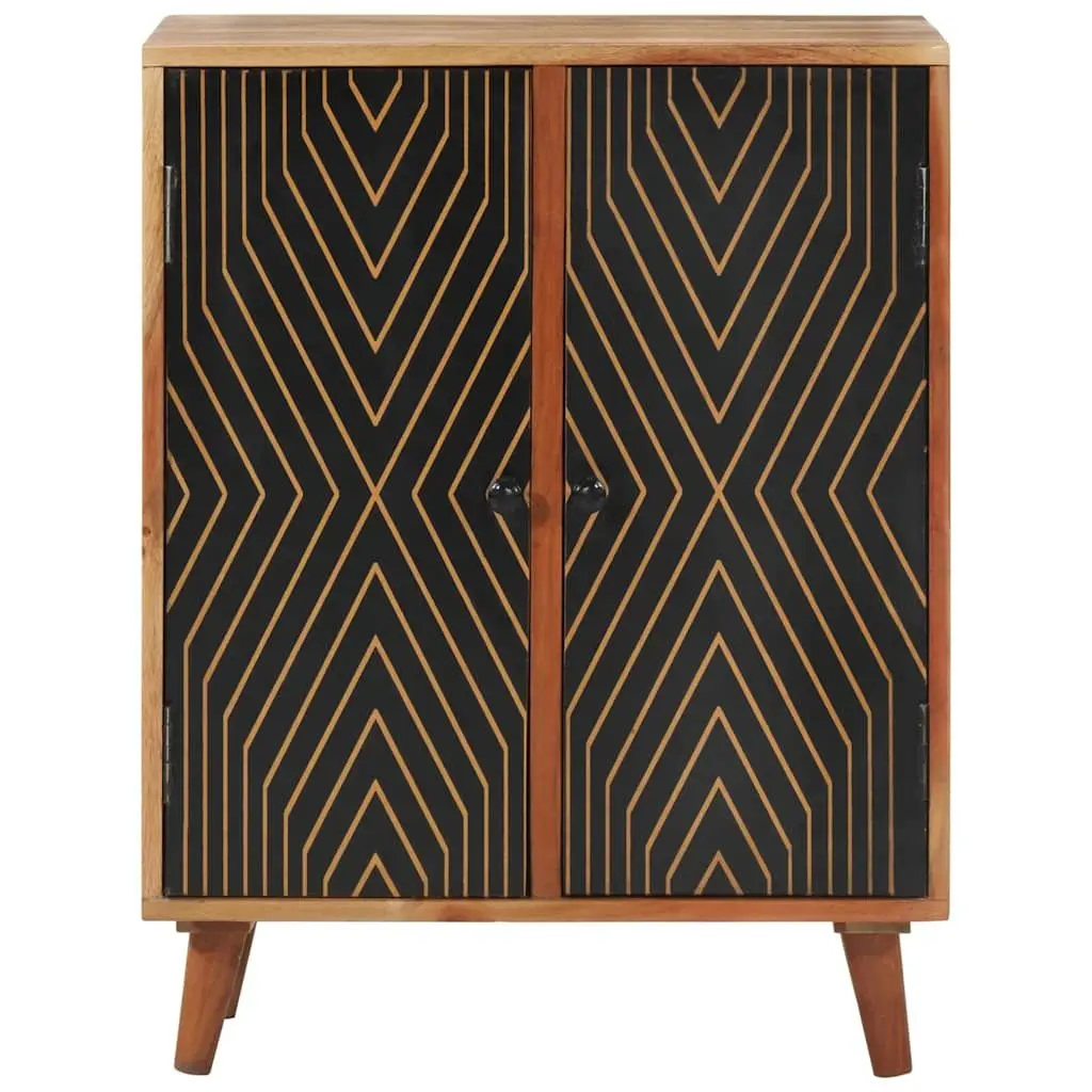 Solid Wood Sideboard Storage Cabinet with Doors and Compartments Brown 60W x 35D x 74H cm Acacia Wood