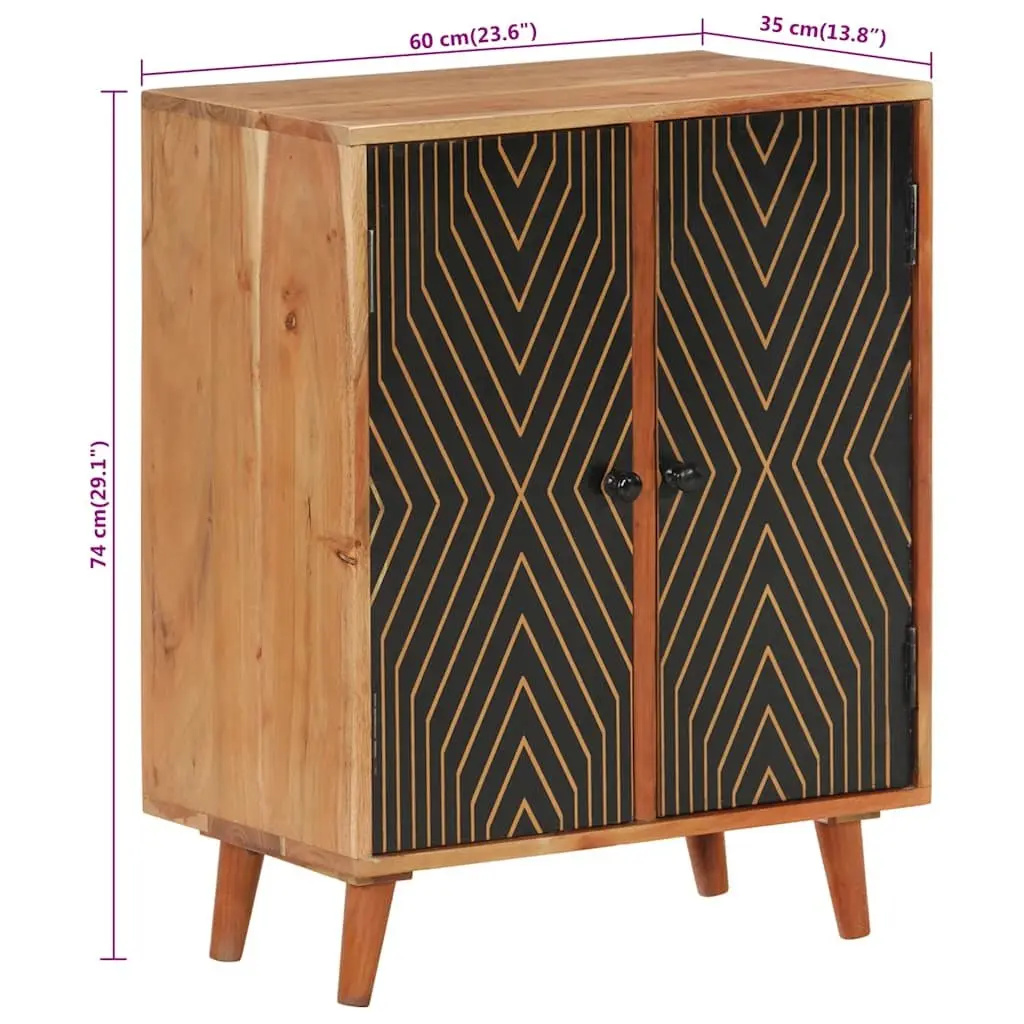 Solid Wood Sideboard Storage Cabinet with Doors and Compartments Brown 60W x 35D x 74H cm Acacia Wood