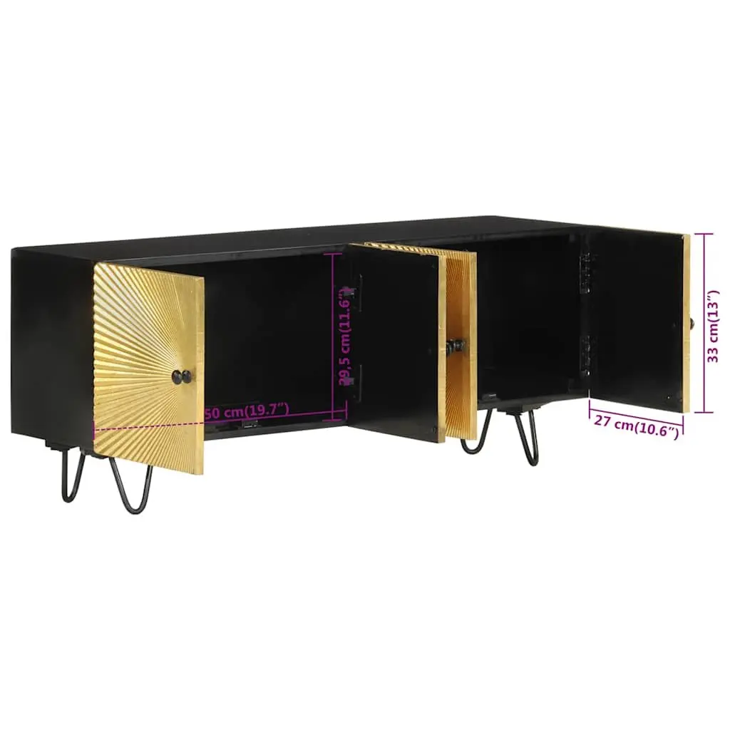 Solid Wood TV Cabinet 110x30x45cm Storage Unit with Doors Compartments