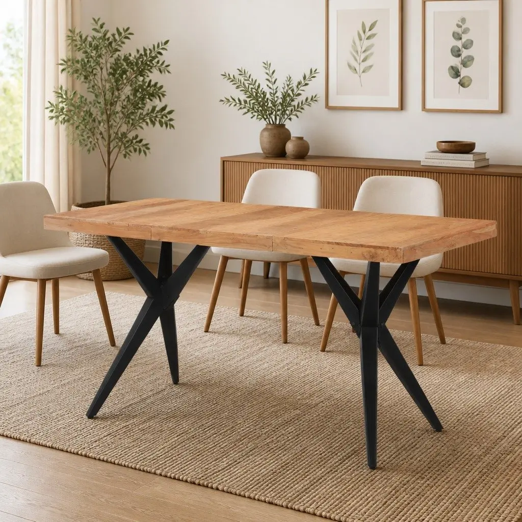 Solid Acacia Wood Dining Table 140x70x76cm