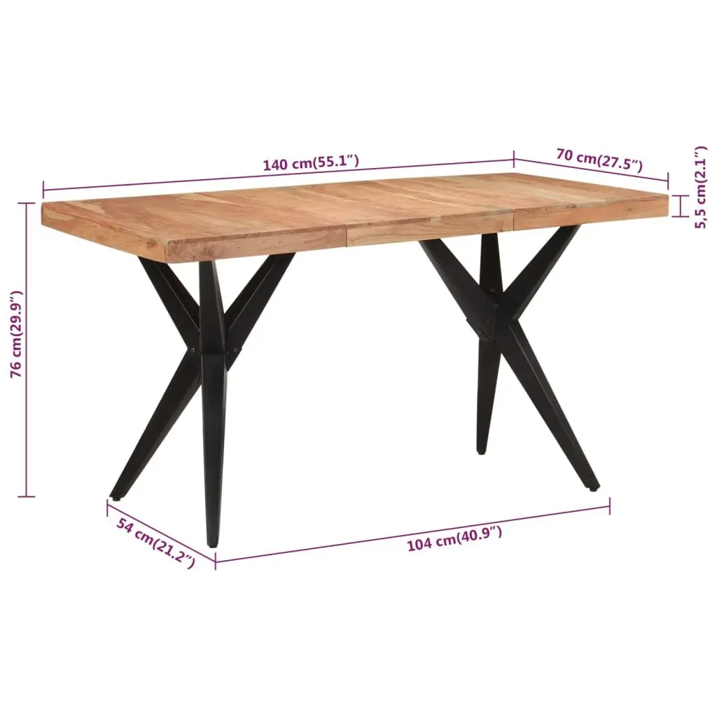Solid Acacia Wood Dining Table 140x70x76cm