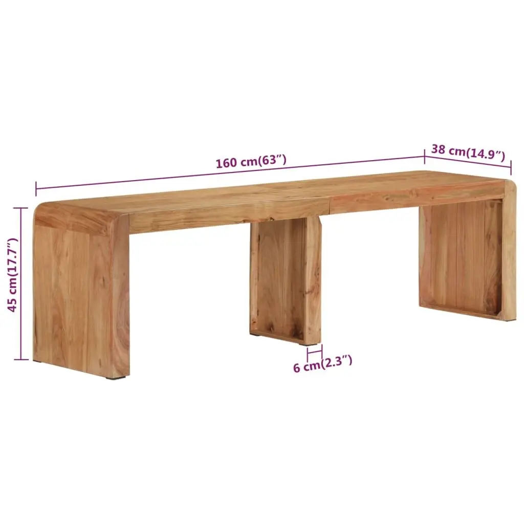 Wooden Bench Rustic Farmhouse 160x38x45 cm Solid Acacia Dining Kitchen Hallway Seating Furniture