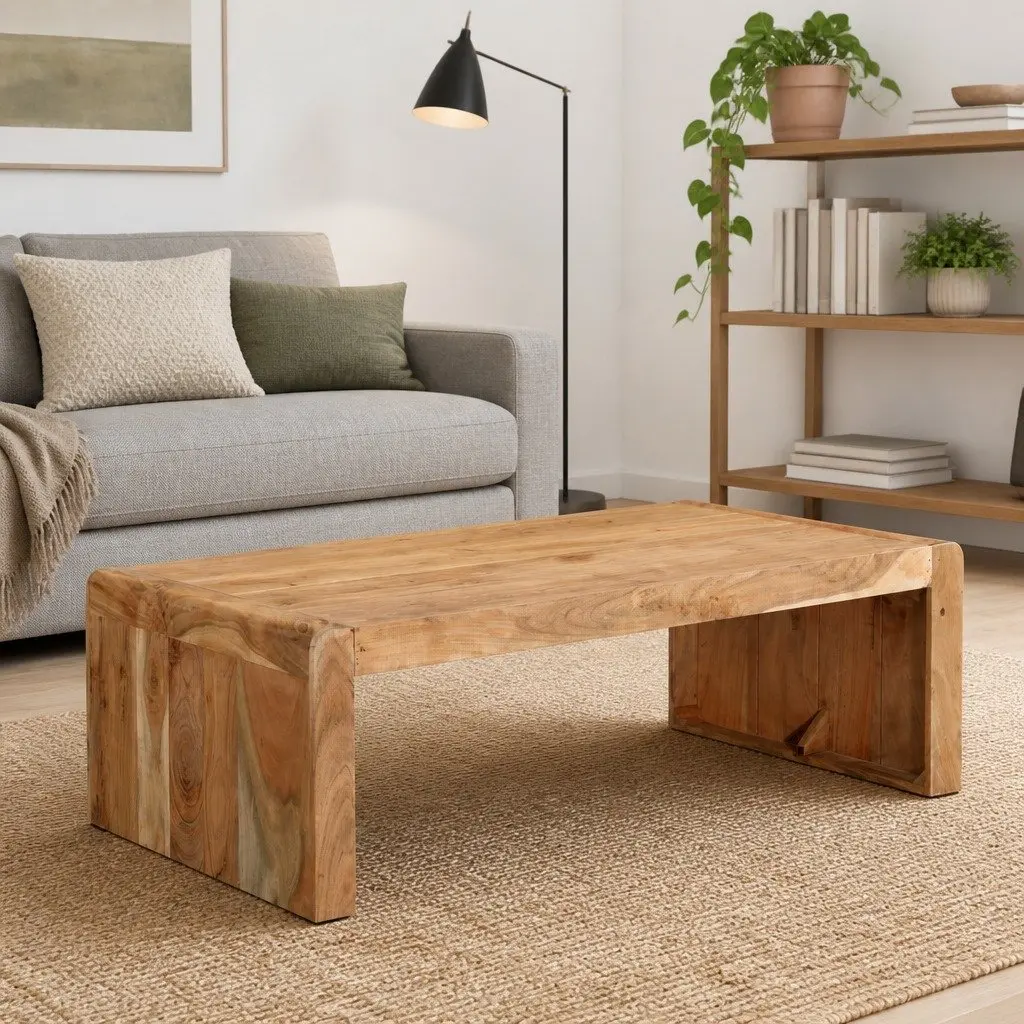 Coffee Table Farmhouse 110x55x35 cm Solid Acacia Wood Brown