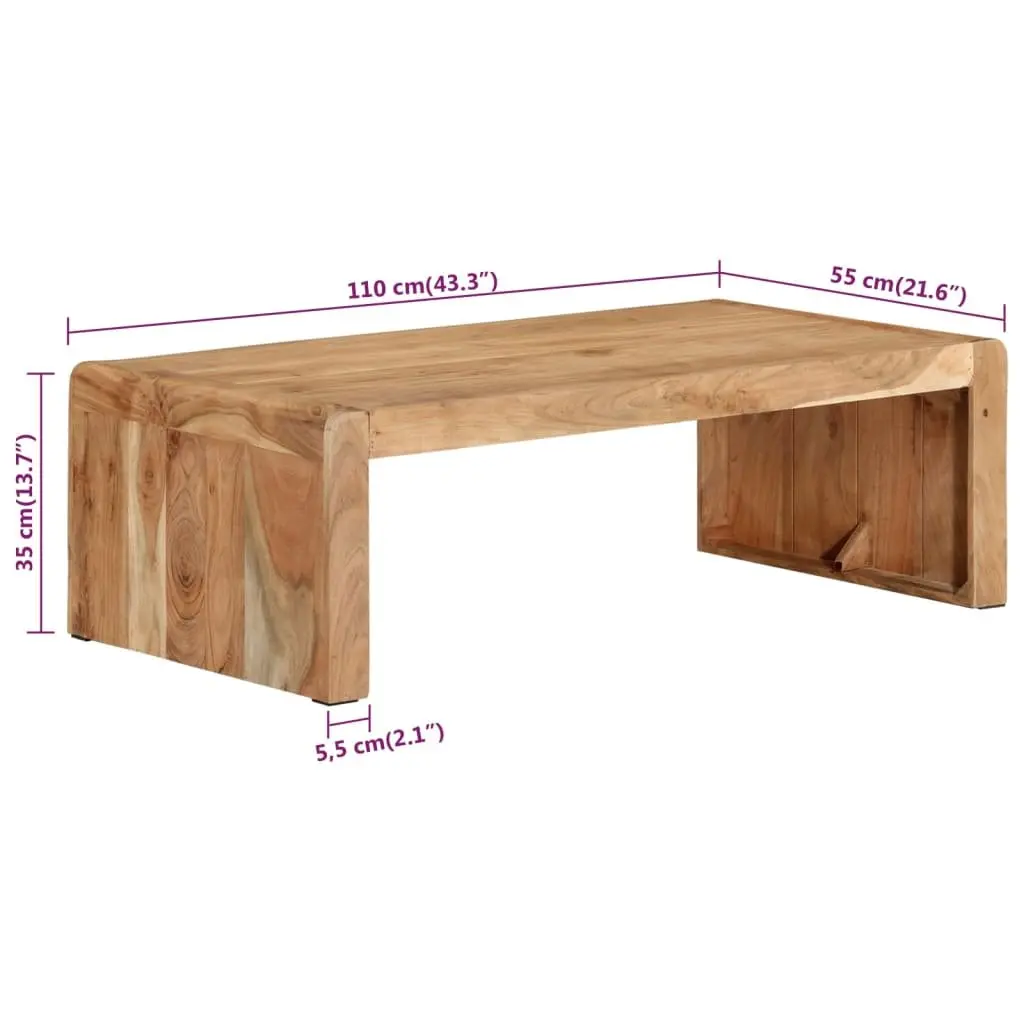 Coffee Table Farmhouse 110x55x35 cm Solid Acacia Wood Brown