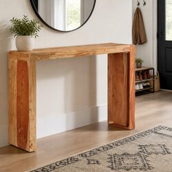 Rustic Acacia Wood Console Table 110x30x76 cm