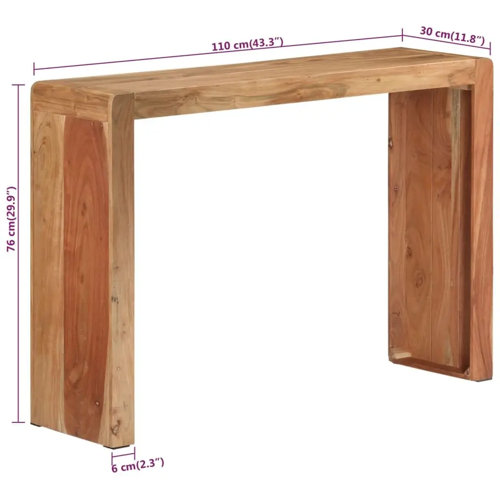 Rustic Acacia Wood Console Table 110x30x76 cm