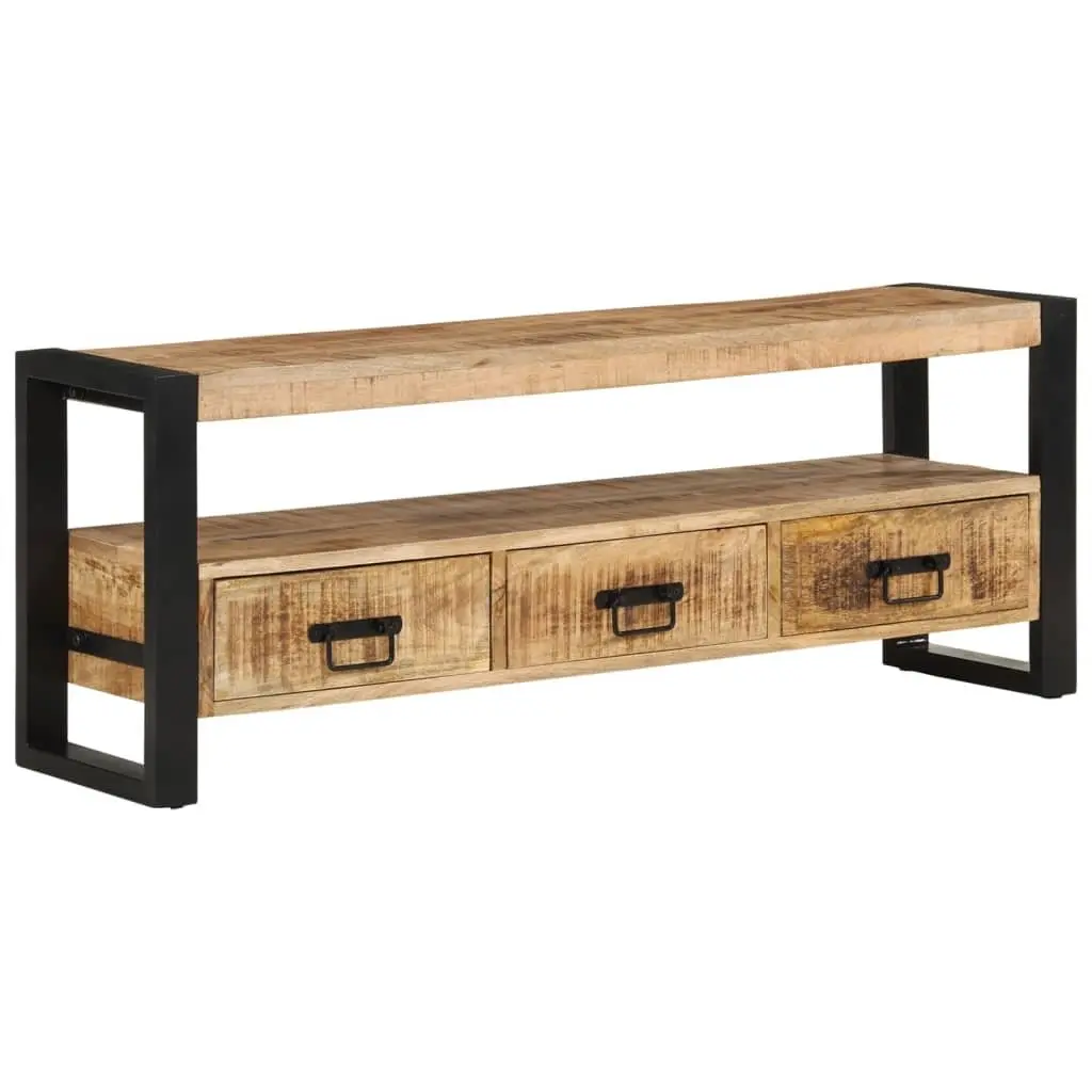 Solid Wood TV Cabinet 120x30x45 cm Brown Mango Media Storage Unit Drawers