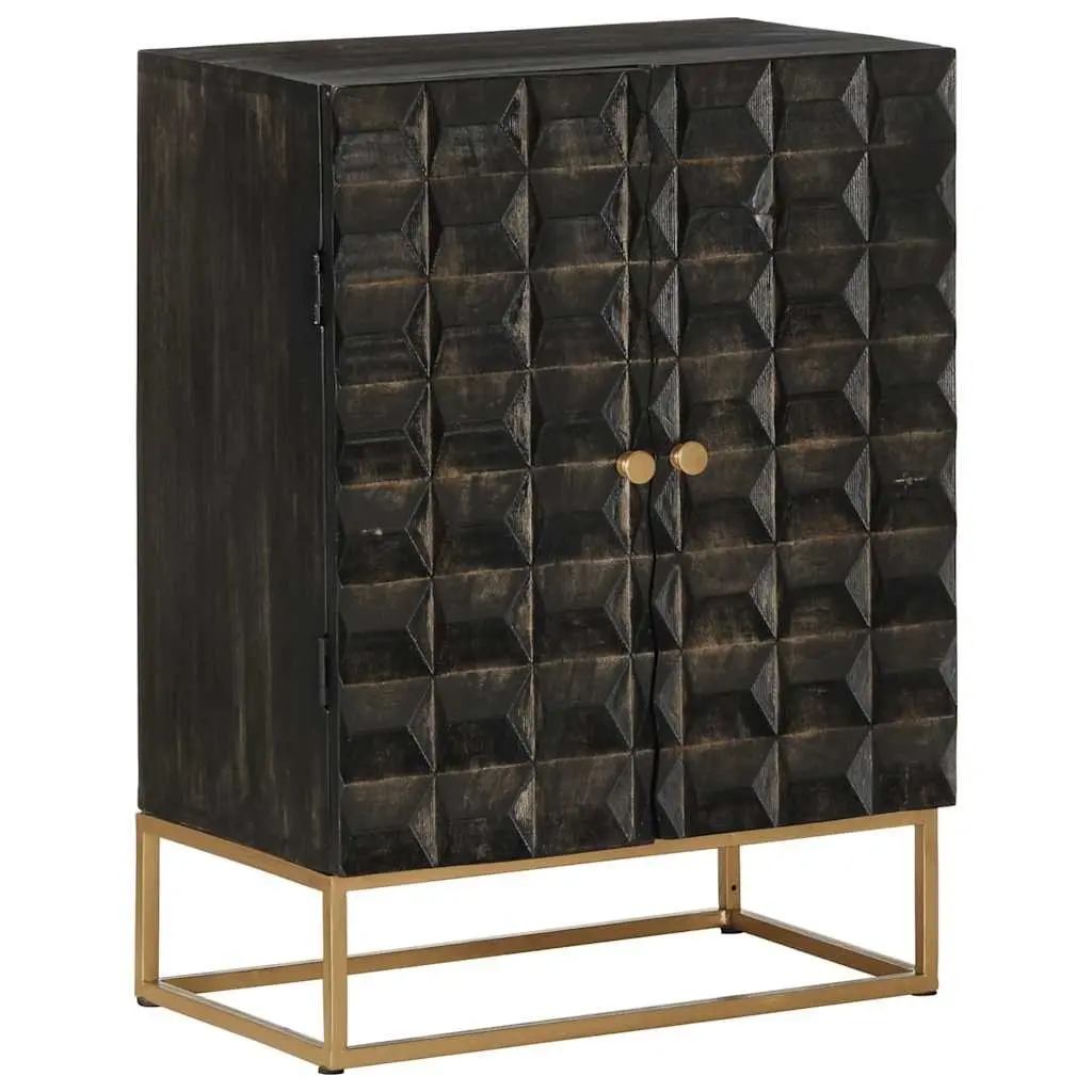 Solid Wood Sideboard Storage Cabinet Black Industrial Design Living Room