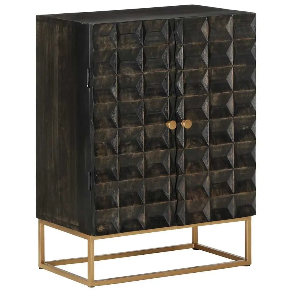 Solid Wood Sideboard Storage Cabinet Black Industrial Design Living Room