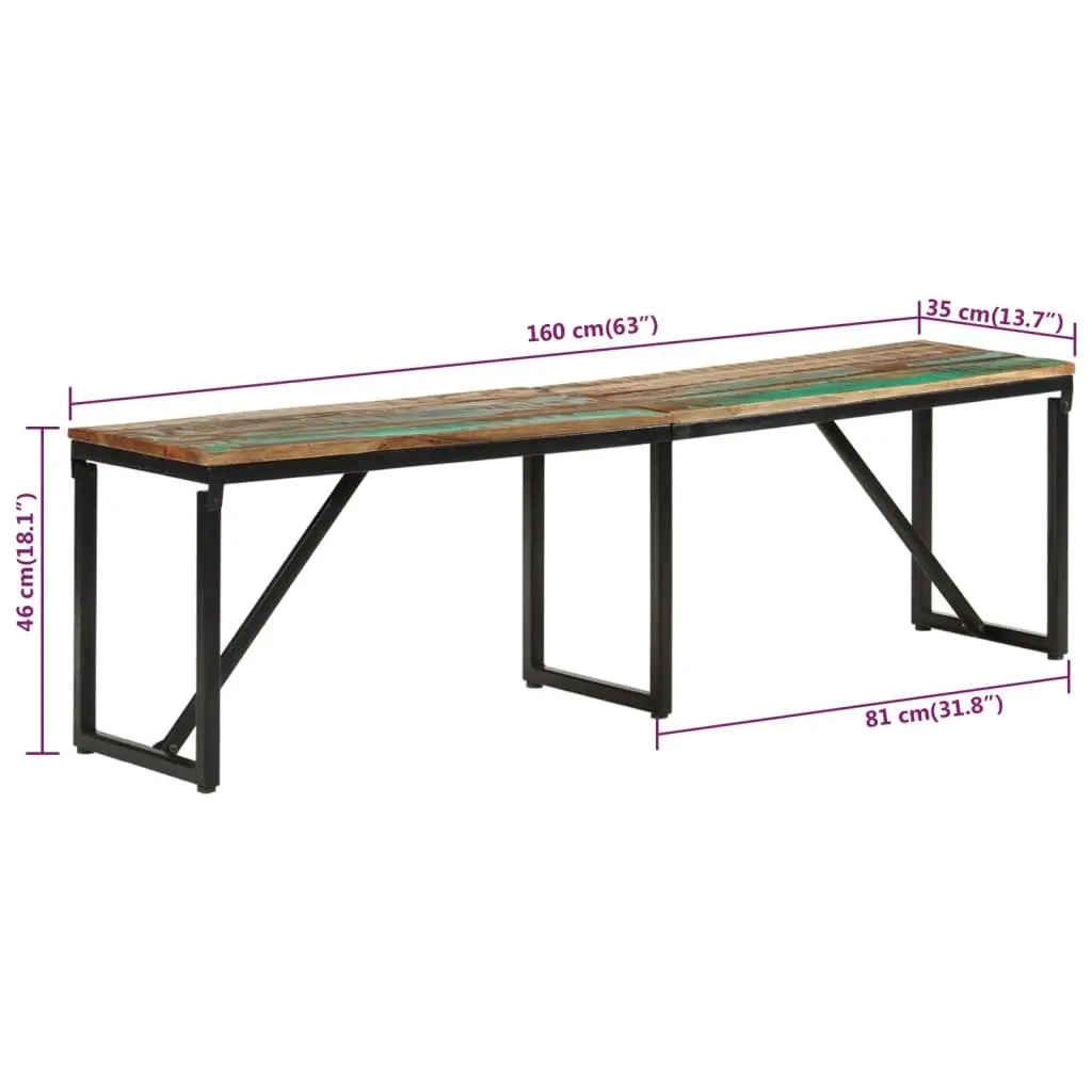 Reclaimed Solid Wood Bench for Entryway 160x35x46 cm