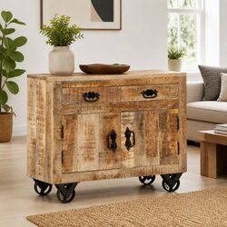 Warm Wooden Sideboard Cabinet 80x30x65 cm Brown