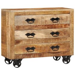 Sideboard with 3 Drawers Storage Cabinet Solid Mango Wood Furniture Brown