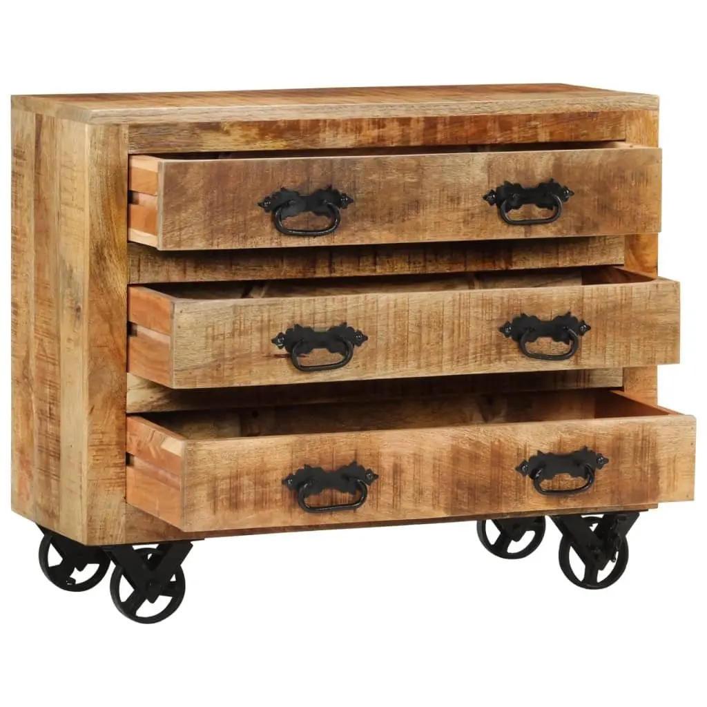 Sideboard Retro Style 80x30x65cm Solid Mango Wood with 3 Drawers Brown