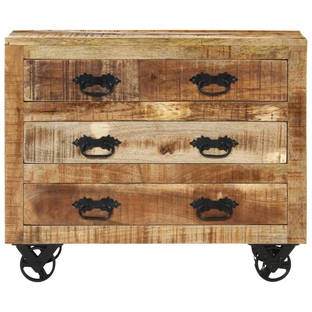 Sideboard Retro Style 80x30x65cm Solid Mango Wood with 3 Drawers Brown