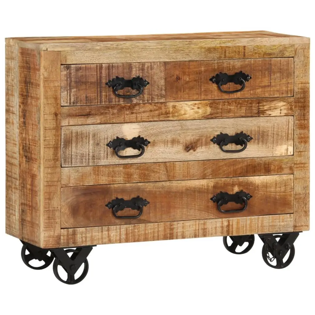 Sideboard Retro Style 80x30x65cm Solid Mango Wood with 3 Drawers Brown