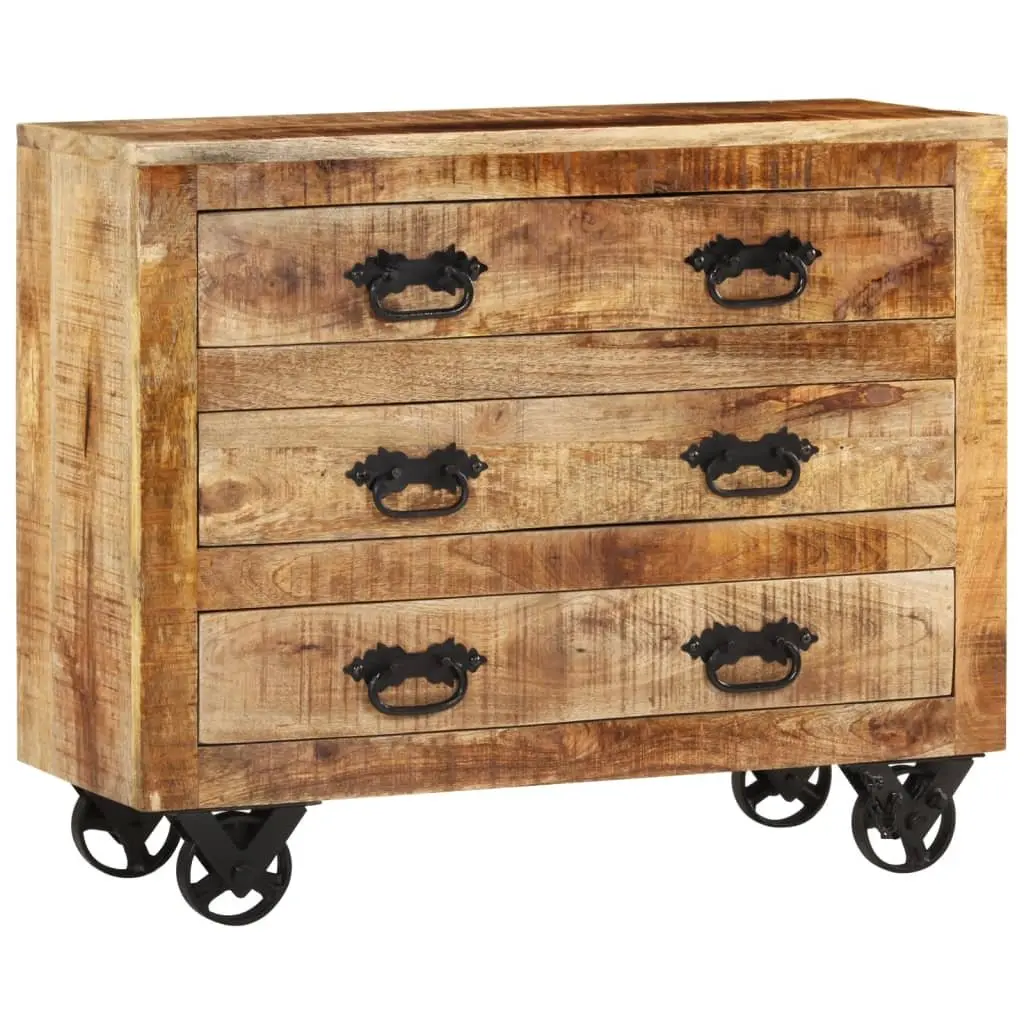 Sideboard Retro Style 80x30x65cm Solid Mango Wood with 3 Drawers Brown