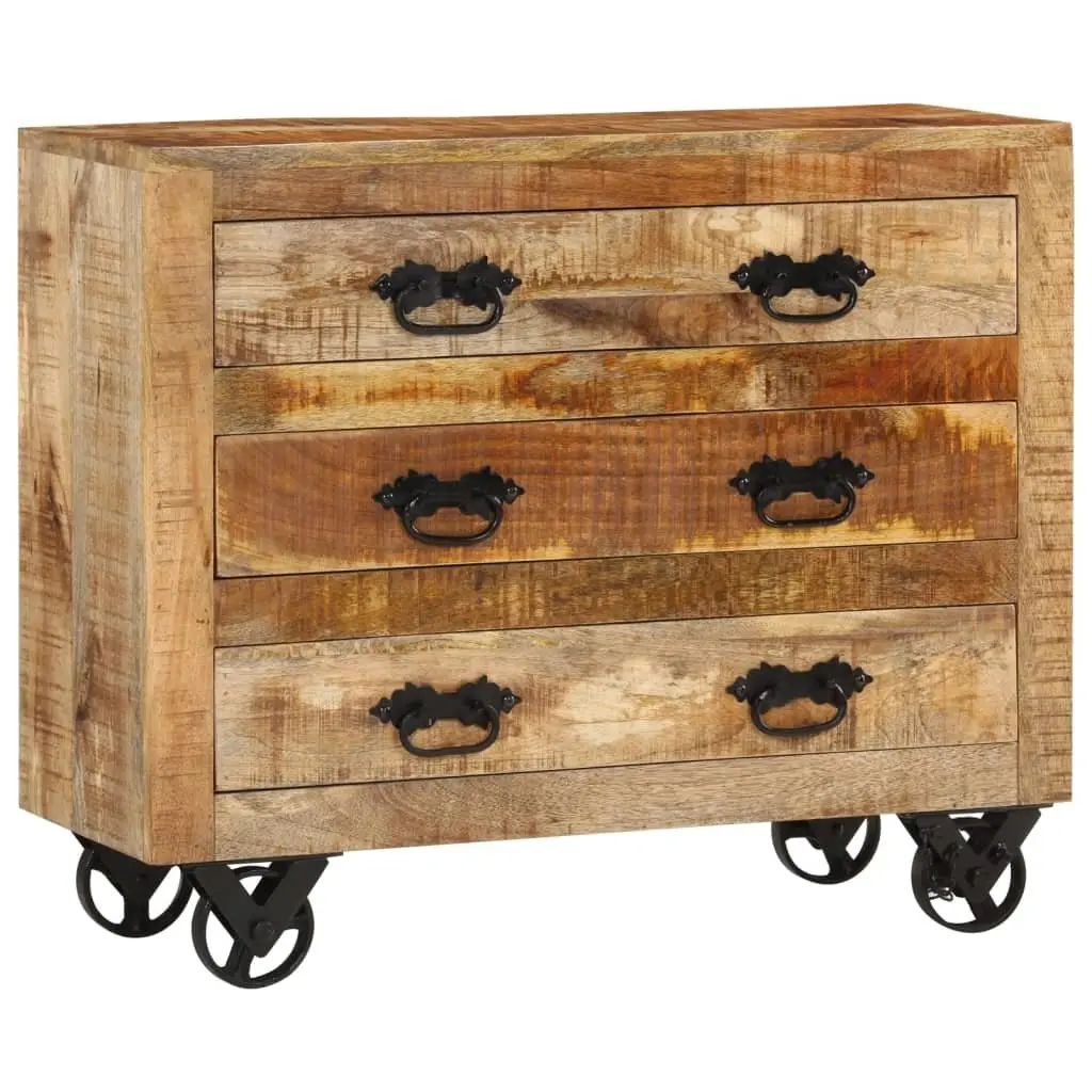 Sideboard Retro Style 80x30x65cm Solid Mango Wood with 3 Drawers Brown