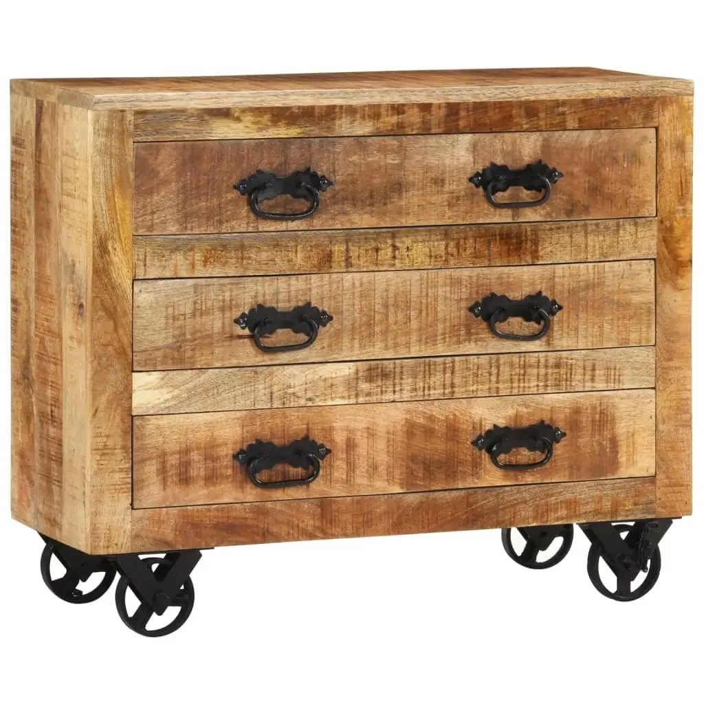 Sideboard Retro Style 80x30x65cm Solid Mango Wood with 3 Drawers Brown