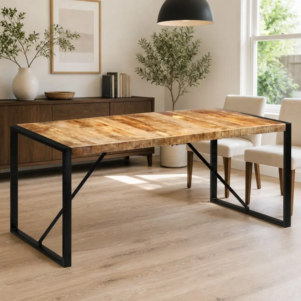 Brown Solid Mango Wood Dining Table 175x90x76 cm
