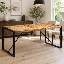 Brown Solid Mango Wood Dining Table 175x90x76 cm