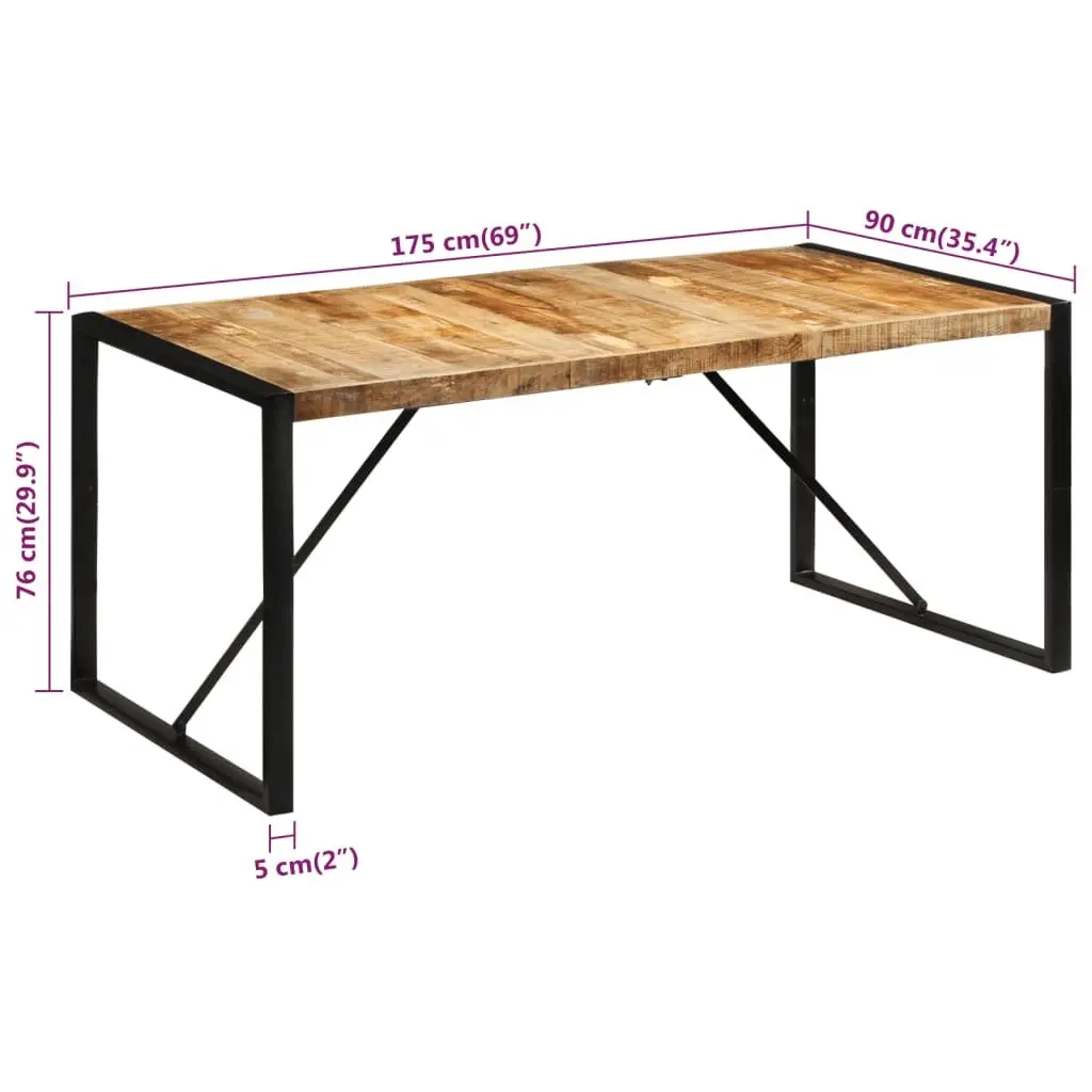 Brown Solid Mango Wood Dining Table 175x90x76 cm