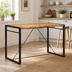 Brown Wooden Bar Table for Kitchen Dining 175x90x110 cm