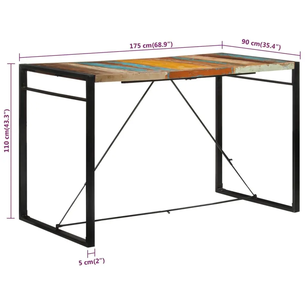 Reclaimed Wood Bar Table 175x90x110 cm for Dining