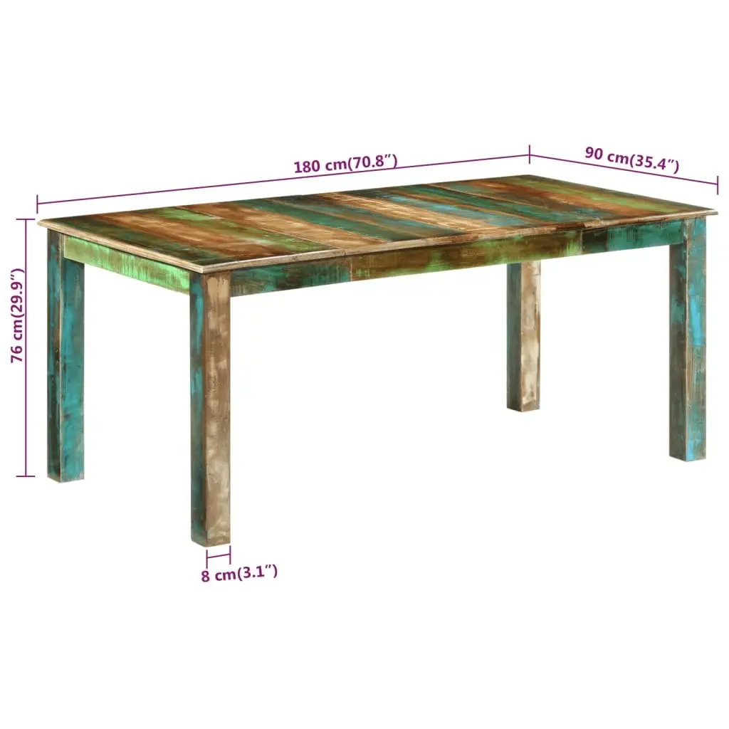 Dining Table Brown 180x90x76 cm Solid Reclaimed Wood