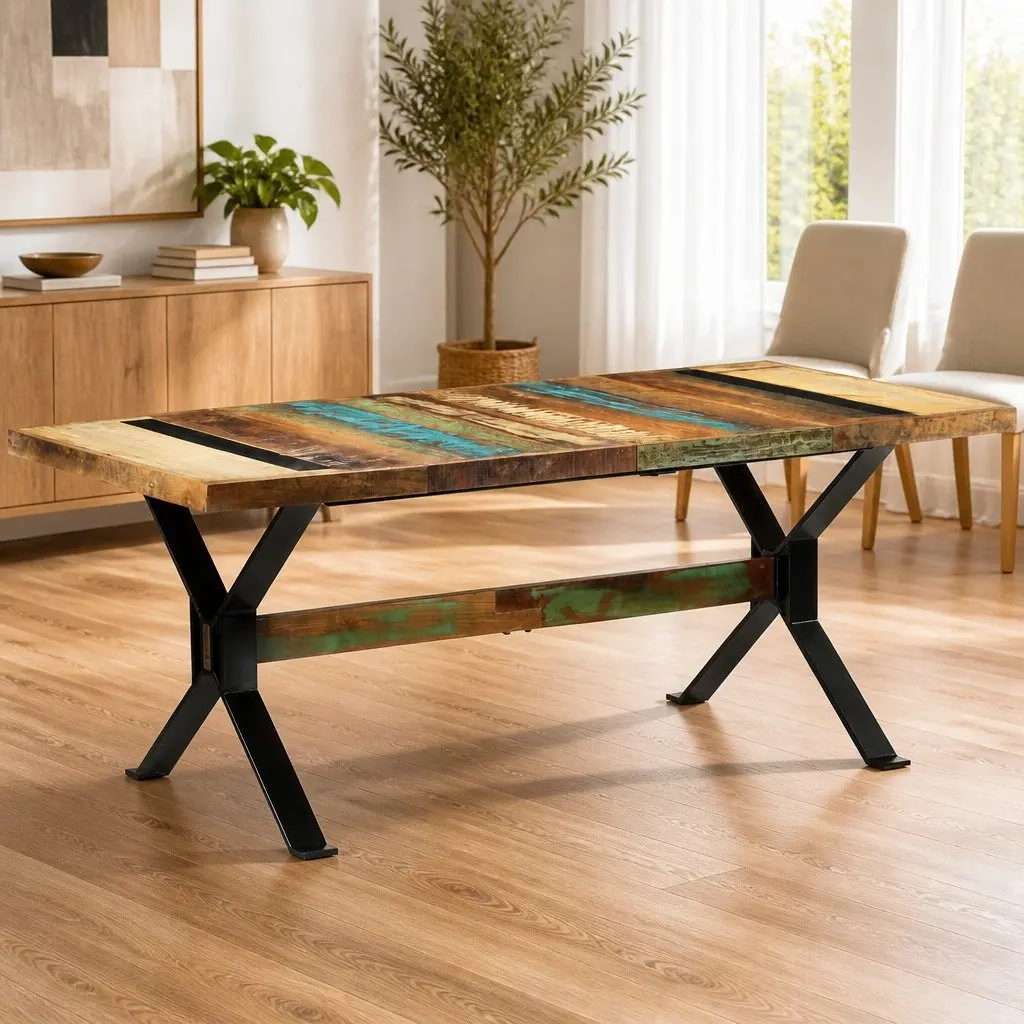 Dining Table Vintage 180x90cm Solid Reclaimed Wood Brown