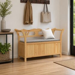 Welcoming Solid Wood Fir Bench with Storage 107x45x75.5cm