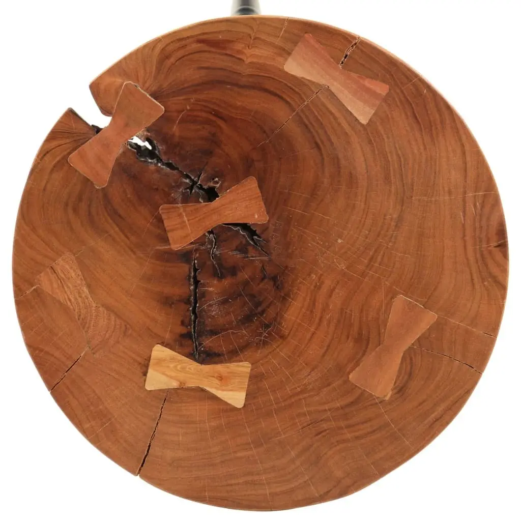Acacia Wood Log Bar Table with Iron Legs for Dining