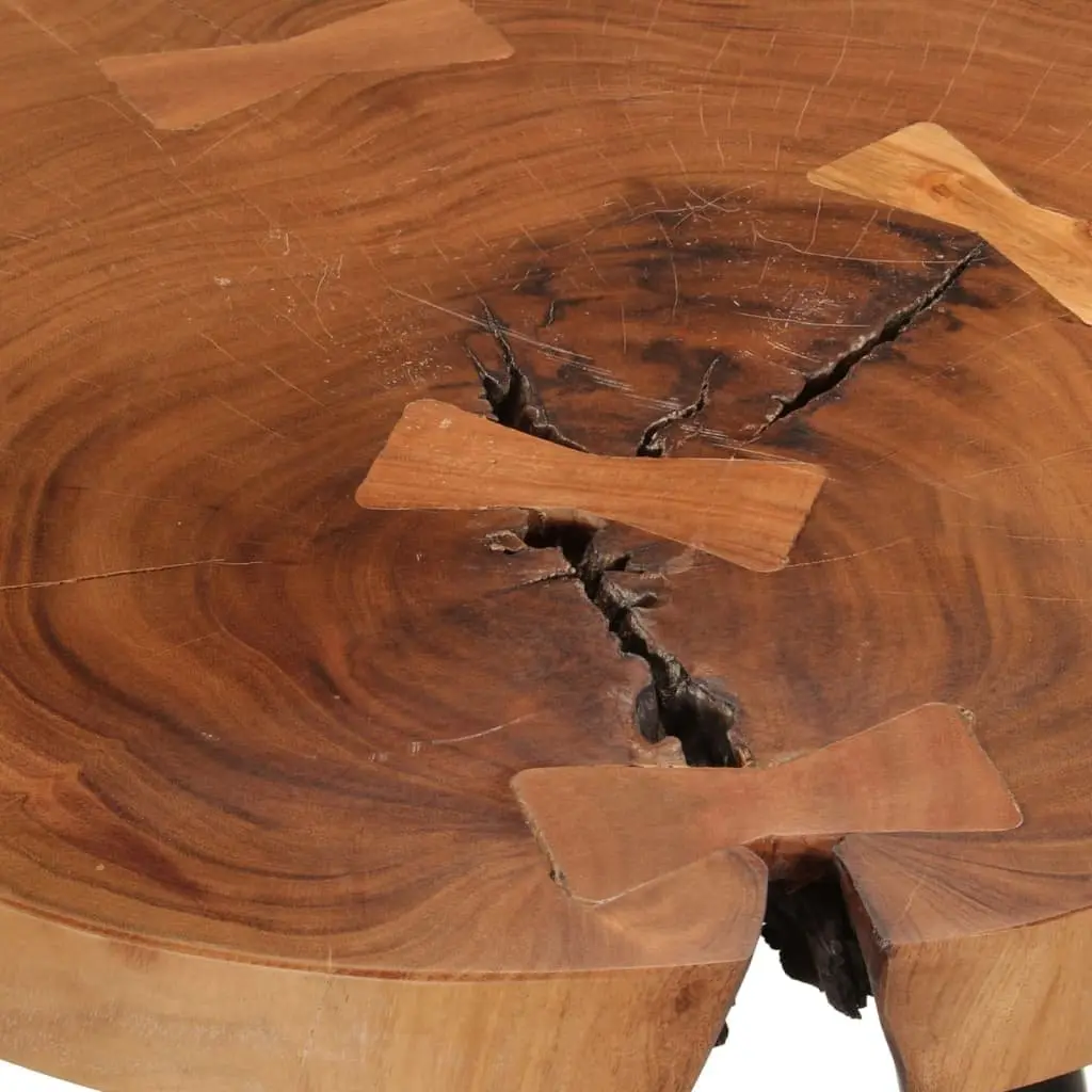 Acacia Wood Log Bar Table with Iron Legs for Dining