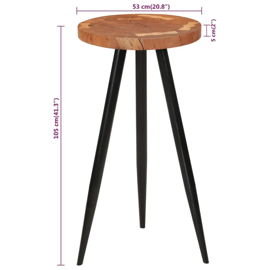 Acacia Wood Log Bar Table with Iron Legs for Dining