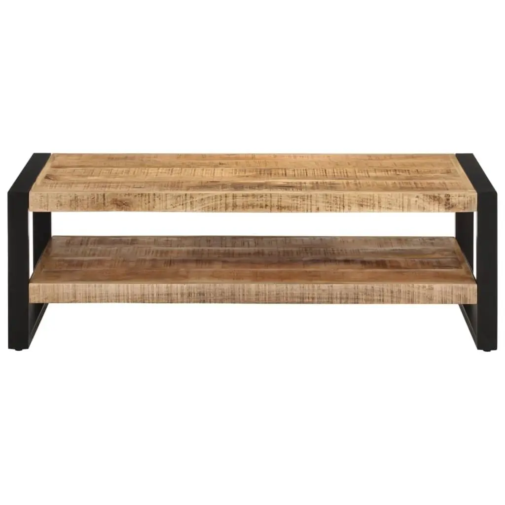 Coffee Table 120x55x40 cm Solid Wood Mango Rustic Two Tier Storage