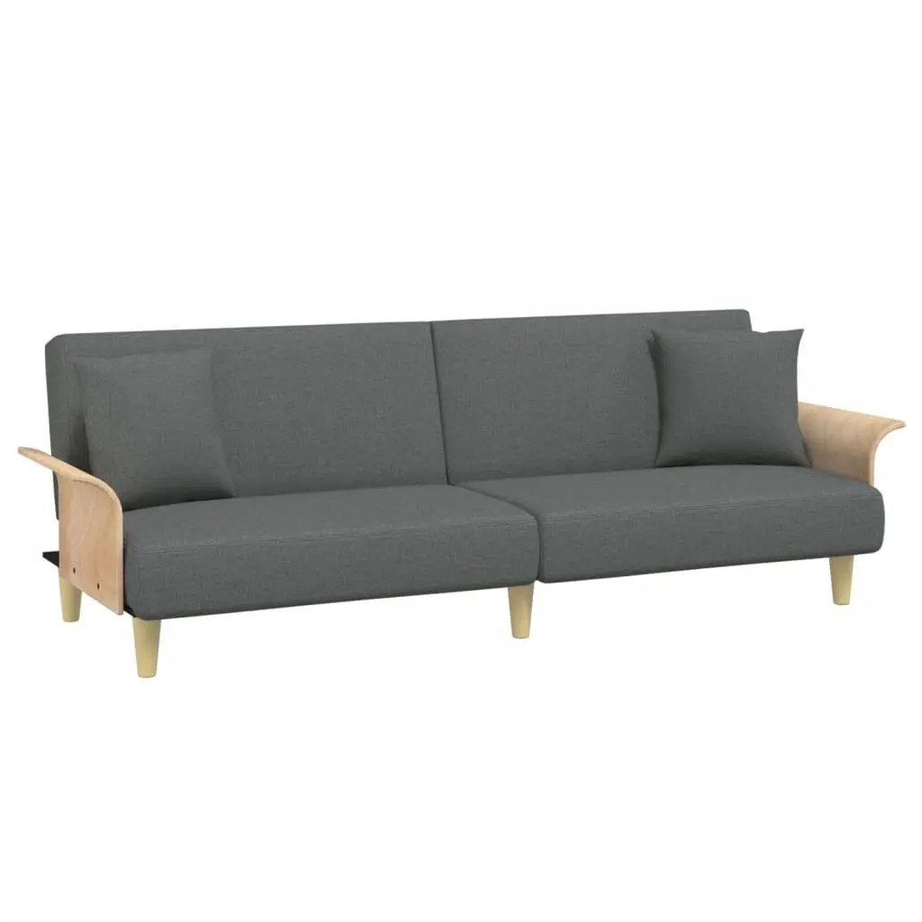 Grey Fabric Sofa Bed with Armrests