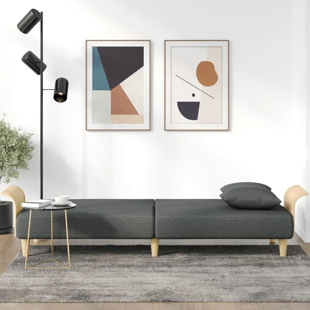 Grey Fabric Sofa Bed with Armrests